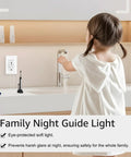 Straight Up Dependable USB C Wall Outlet With Soft Night Light, 20 Pack 24W Fast Charging Socket, Smooth 15A Receptacle For Dorm Life And Home Upgrade, White Faceplate Included, child in kitchen using faucet.