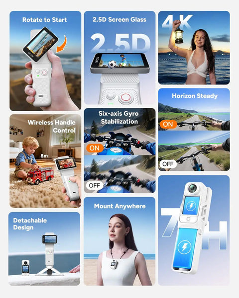 C400 Vlogging Camera For YouTube And Social Vlogs, 4K Ultra HD Image Quality, 64GB Storage, 6-Axis Stabilization features shown