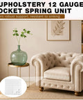 Top Shelf Heavy Duty Five Piece Pocket Coil Spring Set With Hog Rings For Slick Couch Repair And Quality Furniture Restoration DIY Upholstery Kit For Living Room Sofas in modern living room with stylish armchair.