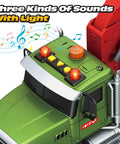 Farm Logging Truck Toy With Loading Crane And 6 Wood Trunks Lights And Sounds Friction Powered 15 Inch Vehicle control panel close-up