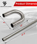 2.5 Inch T304 Stainless Steel Custom Exhaust Pipe Kit 16 Gauge Tubing Mandrel Bent Pipe Straight And U Bend Universal Includes Two Packages For Easy Slip Fit Installation at 8" U-bend and 47.3" straight