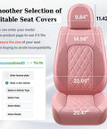 Pink Leather Car Seat Covers Full Set For Most Cars, Universal Waterproof Front And Back Seat Protector, dimensions guide.