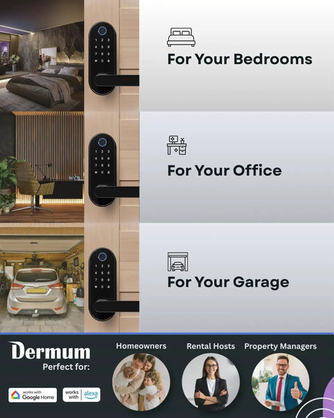 Fingerprint Smart Lock With Keypad And App Control Keyless Entry Biometric Deadbolt For Bedroom, Office, Garage Doors Black