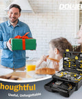 All In One 223 Piece Power Drill Tool Set With 12V Cordless Drill Driver Kit shown in open drawer toolbox on table