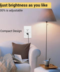 Z Wave Outlet Dimmer 2 Pack With 800 Series LR Plug Extender installed in a cozy living room setting with adjustable lamp.