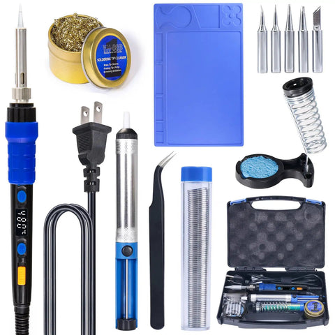 65W Digital Soldering Iron Kit with Precise Temperature Control From 194 To 896 Fahrenheit And Celsius Display, tools and case