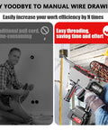 Professional Cordless Fish Tape For Electricians With 21V Brushless Motor and Powerful Battery Life Up to 4 Hours, shown in use for easy wire threading.