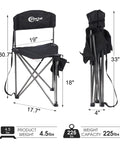 Extra Large Quick Folding Tripod Stool With Backrest For Fishing And Camping Built Tough Beefy Portable Chair dimensions