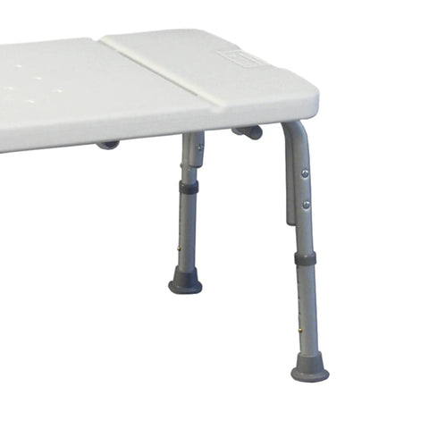 Heavy Duty Tub Transfer Bench And Shower Chair with sturdy legs, adjustable height, and drain holes for easy bath transfers.