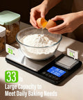 Dual Platform Kitchen Scale With 33 Lb Large Capacity And 1.1 Lb Mini Precision Scale, Dual Line LCD Display, Stainless Steel