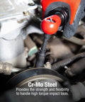 Close-up of a One Quarter Inch Drive Deep Magnetic Impact Socket being used on engine, showcasing Cr Mo steel durability.