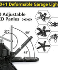 Beast Mode 300W LED Garage Light Delivers 30,000 Lumens Of Crisp 6500K Daylight, 10 Plus 1 Adjustable Panels, E26 E27 Screw In Industrial Ceiling Fixture For Garage Workshop Basement Utility Room shown with adjustable panels