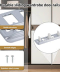 4 Pack Sliding Closet Door Floor Guides Bypass Bottom Track Rails Set With Metal Base Plastic Plates And Screws display