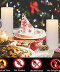 Festive dining table with White Flameless Candles Set Of 2 2.2x5 Inch LED Pillar Candles With Remote, Timer, decorations
