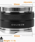 Dual Head Espresso Distributor And Tamper For 53mm And 54mm Portafilters with adjustable 53mm base, side view