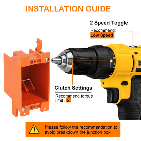 Installation guide for Three Pack Single Gang Electrical Outlet Box 14 Cubic Inch Old Work Box UL Listed Thermoplastic Construction