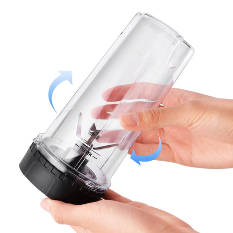 Hands holding 2 Pack Blender Replacement Parts For Single Serve 16 Oz Cups With Sip And Seal Lids Built To Last And Dishwasher Safe Eco Friendly