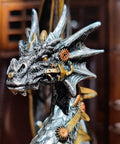 Dope Steampunk Dragon Statue Resin Sculpture With Gears And Metallic Finish For Home Decor And Man Cave Gothic Retro Look