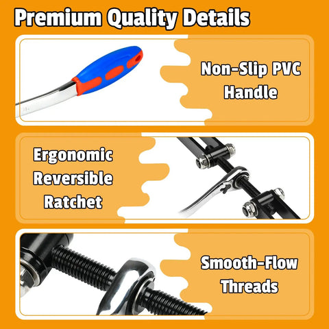 Heavy Duty Beam Puller Tool With Iron Hooks And Reversible Ratchet showcasing handle, ratchet, and threads detail