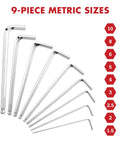 9-piece metric set from 18 Piece Allen Wrench Set With Ball End For Bike, Furniture, And Electrical Repairs, SAE And Metric Hex Keys