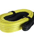 Bulldog Tough Rock Solid 4 Inch By 20 Foot 2 Ply Polyester Lifting Sling Strap Flat Eye Design, yellow webbing, for heavy loads.