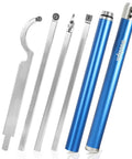 Premium Pro Grade Carbide Lathe Tools For Wood Lathe Set with blue handles and indexable inserts