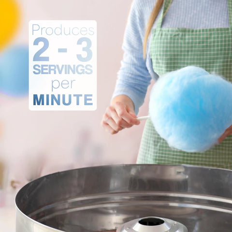 Blue Electric Cotton Candy Maker Machine With 1030W Motor Rapidly Spins Sugar Floss In Twenty Inch Stainless Steel Bowl Straight Up The Ultimate Party Essential