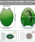Elongated Toilet Seat Resin dimensions guide displaying size options and fitting instructions for compatibility.