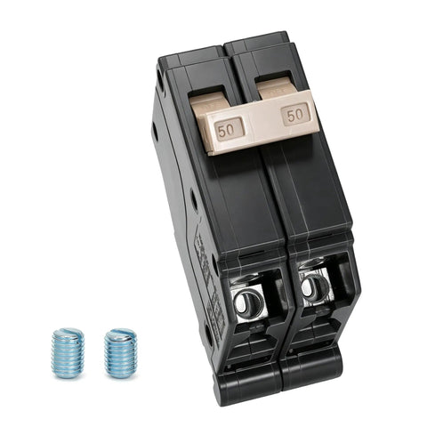 Slick Heavy Duty 2 Pole 50 Amp Circuit Breaker Replacement For Home Load Center Panels Plug And Play Electrical Module Swap Straightforward Rock Solid Thermal Magnetic 10 Kaic with copper connectors