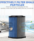 Premium Replacement Vacuum Filter For 5 To 20 Gallon Shop Vacuums Fine Dust Filter For Jobsite Cleanup Fits 1988 And Newer Great For Sawdust Wood Chips Car Dirt in a room setting
