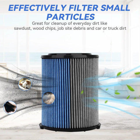 Premium Replacement Vacuum Filter For 5 To 20 Gallon Shop Vacuums Fine Dust Filter For Jobsite Cleanup Fits 1988 And Newer Great For Sawdust Wood Chips Car Dirt in a room setting