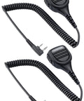 Two-pack Beefy Speaker Microphone For Baofeng Radios And Compatible Kenwood Retevis Samcom Models with coil cable and 360-degree clip.