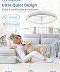 Low Profile 20 Inch Ceiling Fan With Light No Fuss Remote Control Dimmable LED 3000K 6000K Flush Mount Fandelier in living room