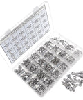 Built Different Heavy Duty 304 Stainless Steel Metric Fastener Assortment Kit Covering M2 Through M6 Phillips Pan Head Combination Screws Matching Hex Nuts in a clear organizer.