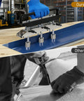 3 Station Roller Bender For Sheet Metal, Adjustable 0 To 90 Degree Bending Angles in use on blue metal sheet