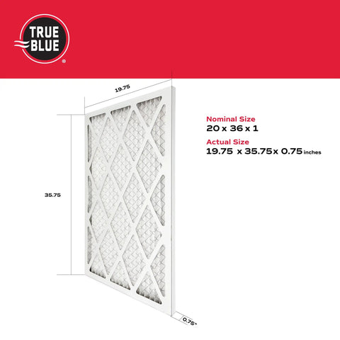 Allergen Fighter 20x36x1 Air Filter MERV 11 4 Pack with pleated media for HVAC systems, showing dimensions and design