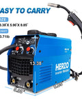 Beast 140 Amp Flux Core MIG Welder 3 In 1 MIG MMA Lift TIG features and dimensions with blue casing