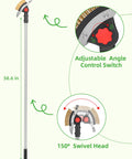 3 In 1 Long Reach Weeder With Stainless Steel Brush And Dual Scrapers, 58.6 Inch Adjustable Handle For Driveways Sidewalks And Lawns, Easily Pull Weeds Moss And Dirt Without Bending Your Back. 58.6 in handle and 150° swivel head