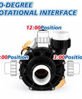 Heavy Duty 4HP Single Speed Spa Pump 220 240V Hot Tub Motor showing 90-degree rotational interface and port positions.