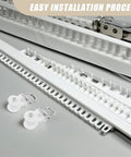 Close-up of 30 Pack Double Wheel Curtain Track Rollers With Rock Solid Alloy Plastic Pulleys and installation tracks.