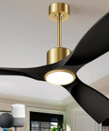 Dope 52 Inch Ceiling Fan With Lights For Indoor Outdoor Patio 3 Blade Matte Black And Gold Finish Remote Control Alexa Built In Smart Fan