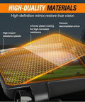 Top Shelf Heavy Duty Golf Cart Side Mirrors showing high-definition mirror, chrome coating, and high impact resistant material.
