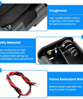 Kickstart Your Diy Electronics Projects With This Solid Gear Four Pack Aa Battery Holder Case Kit Featuring 3V 6V 9V 12V Options with durable plastic and copper wires.