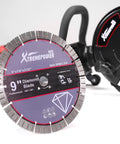 9-Inch Electric Concrete Saw With a Beefy 1800W Motor, Circular Cut Off Tool showing 9-inch diamond blade, red and black design