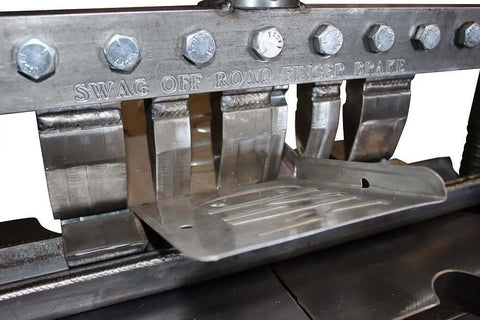 Hemming Dies Kit For 12 And 20 Ton Finger Brakes, showing unassembled 8 inch die components, Made In The USA, installed view
