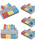 3 In 9 Out Quick Lever Push In Electrical Wire Terminal Block Five Pack For Surface Wiring And Inline Circuits