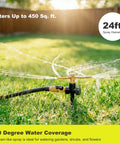 Heavy Duty Metal Lawn Sprinklers Two Pack With Spike Base Automatic Rotary 3 Arm Garden Sprinkler System 360 Degree Coverage