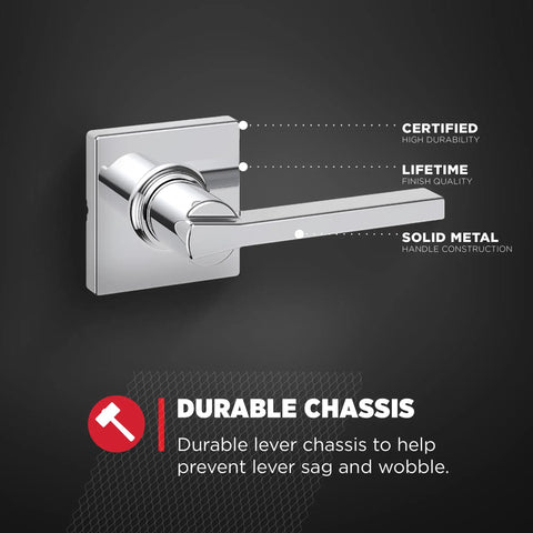 Interior Passage Door Lever Handle For Closet And Hallway Doors Nonlocking Reversible Chrome Finish Easy DIY Install No Lock Required