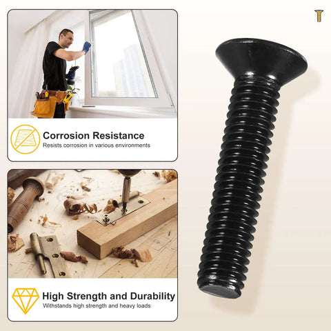 Solid Gear M4-0.7 Flat Head Machine Bolt Nut Assortment Kit With 180 Pieces Carbon Steel Heavy Duty Fasteners With Locknuts Washers Hex Key Wrench Great For Home Diy Furniture Assembly No stress black flat head bolt for wood repair and corrosion resistance