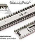 Close-up of 10 Inch Drawer Slides Ball Bearing Full Extension Cabinet Slides 150 Lb Capacity showing double steel balls and rubber mute pad